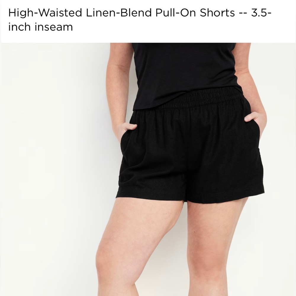 High-Waisted Linen-Blend Pull-On Shorts -- 3.5-inch inseam